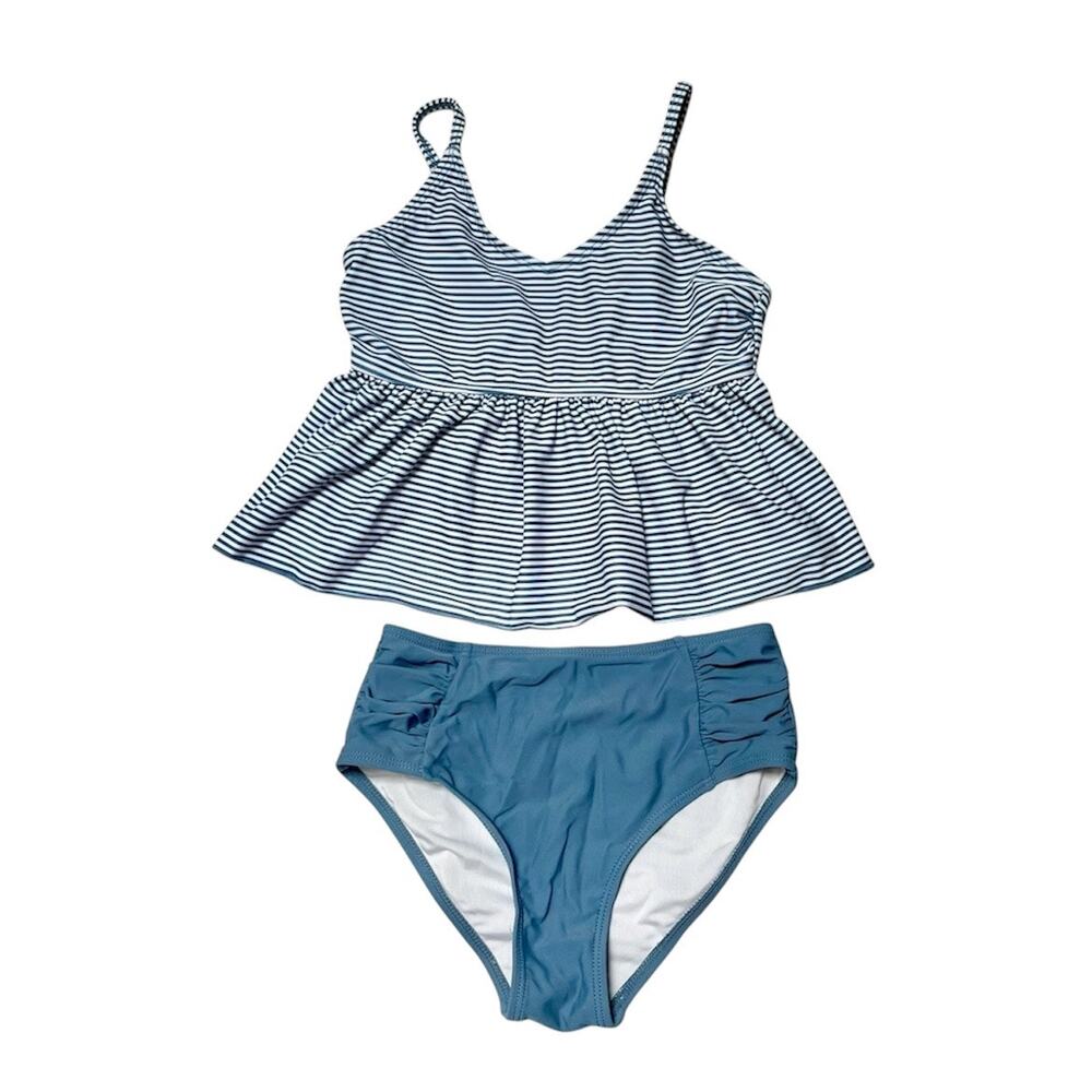 High Waisted Peplum Tankini Swim Suit Size 130